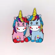 Unicorn Friends Patch — Iron On Badge Embroidered Motif — Cute Fun