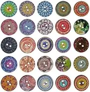 Chenkou Craft Mix Pattern 100pcs 5/8"(15mm) Small Wood Buttons Craft Sewing Button (5/8"(15mm))
