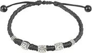 [Generic] Handmade adjustable black leather anklet ，Body bracelet