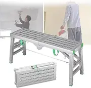 Work Platform Stepladders Scaffolding Platform Portable Scaffolding Work Platform Scaffold Tower Ladder Stool Bench,Folding Scaffolding Equipment 880 Lbs Max Load, 5-Gear Adjustable Height