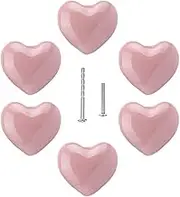UULU YOUYO 6pcs Love Pink Knobs Heart Knob Ceramic Knobs Cute Pulls Lovely Handles for Kids Children's Drawer Cabinet Door Cupboard DIY with 2 Kinds Screws (Pink)
