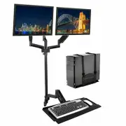 Mount-It! Wall Mount Workstation with Dual Monitor Mount | Keyboard Tray and CPU