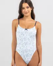 [Kaiami] Kaiami Women's Vienna One Piece Bathing Suit in White/Blue Size 12 12 White/Blue