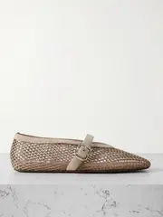 [Alaïa] Alaïa - Suede-trimmed Mesh Ballet Flats - Beige - IT36 IT 36 Neutrals