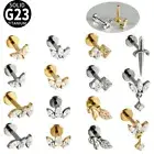 2PCS Tragus Helix Cartilage Bar Stud Earring Titanium Flat Back Labret Monroe