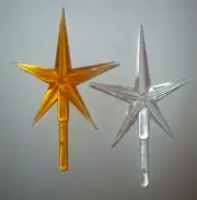 2 LARGE STARS Ceramic Christmas Tree CLEAR GOLD TOPPERS