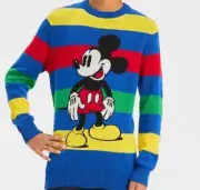 Boys Disney 100 Retro Mickey Mouse Stripe Sweater Medium 7/8 New