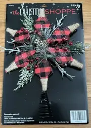 The Christmas Shoppe Rustic Red & Black Buffalo Check Star Tree Topper New