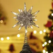 Christmas Star Tree Topper, Battery Powered 3D Geometric Exploding, Silver