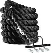 TKO Battle Rope for Strength Training, Cardio Workout, Cross Fit Training with Rubberized Easy Grip, Available in 18ft, 30ft, 40ft