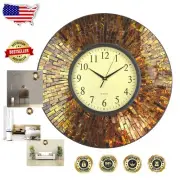 Luxury 19" Amber Mosaic Wall Clock - Silent Quartz Dial for Elegant Interiors