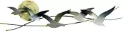 Seagulls with Sun Abstract Coastal Contemporary Metal Wall Decor