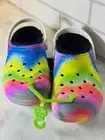 Crocs Junior 6 Classic Spray Tie Dye Fur Lined Clogs Multicolor - NEW