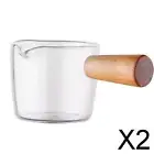 2x Milk Pot with Wooden Handle Resistant Glass Casserole Salad Casserole Fruit