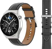 T Tersely Leather Band Strap for Samsung Galaxy Watch 3 45mm / Gear S3 Frontier Classic, 22mm Replacement Bands with Stainless Steel Buckle Wristbands for Galaxy Watch 46mm