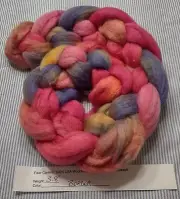USA Sourced Hand Dyed Painted Med Wool Combed Top Roving Spinning Felting Border