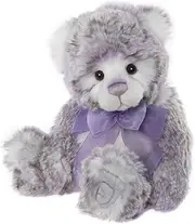 [Charlie Bears] 2024 Meghan White and Grey Plush Teddy Bear with Purple Tipping 36 cm Tall, Soft Cuddly Companion