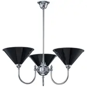 Chrome Mabel 3 Lights Pendants Black Ashford Metal Shade Upwards Period Lighting Luke Edwardian Inspirations