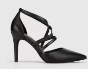 Wittner “Hanisha” Black Leather High Heel Shoes Size 8 BNIB Rrp $195