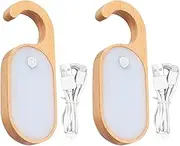 Wooden Message Memo Motion Sensor Night Light - 2 Pack Doorknob Message Board LED Lamps, Rechargeable Hanging Doorhandle Warm LED Lighting Light, Perfect for Bedroom, Bathroom, Hallway, Hook Design