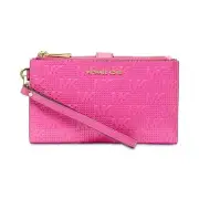 Michael Kors Signature Jet Set Double Zip W Cerise, Wristlet Style Wallet, $178