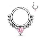 Piercing Ring Held Ear Daith Beads And Heart Pink