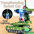 Robot Toy Car Automatic Deformation 360° Rotating Transforming Robot Model tank