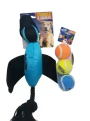 Nerf Dog Toy Squeak 3 Ball Pack And Crinkle & Squeak Duck Bundle