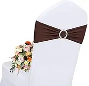 Brown Chair Sashes 40 Pack Spandex Chair Sashes Bows Brown Sashes for Chairs Stretch Chair Sash Bands with Buckle Slider for Wedding Banquet Party Decorations