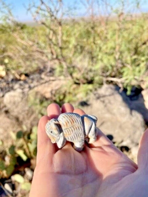 Native American Zuni Buffalo Fetish Picasso Marble Hand Carved