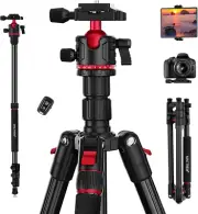 Camera Tripod, 74 Inch/187Cm Aluminum Travel Tripod & Monopod with 360Ball Head,