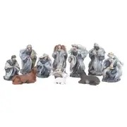 Queens of Christmas QC-NAT-FB-08-BL 8 in. Fabric Nativity Set Blue - 11 Piece