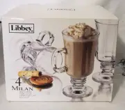 Libbey Irish Coffee Mugs Pedestal 5.75" Rimmed Glasses Set of 4