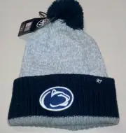 PENN STATE LIONS '47 BRAND WINTER HAT MENS KNIT CUFFED POM POM BLUE GRAY OSFM