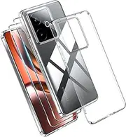 Effcotuo Case for Realme GT 7/7T Cover with 2 Pieces for Tempered Glass Screen Protector Transparent Mobile Phone Case Transparent Silicone TPU Protective Case
