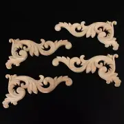 Wood Carved Onlay Applique Frame Floral Pattern Furniture Decoration Unpainted