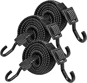 DINHEAROM 3Pcs Heavy Duty Adjustable Bungee Cords Long Flat Straps with Hooks for Outdoor Use for Camping Cargo Securing and Luggage Storage Grey