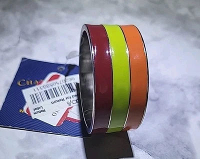 Vintage Napkin Rings Fall Replacement Striped Stainless Steel Enamel 2001 New