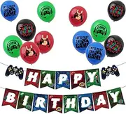 Video Game Birthday Decorations Gaming Party Pack,1pcs Happy Birthday Game Banner and 12pcs 12inch Gaming Player Party Birthday Balloons for Kids Girls Boys Game Controller Birthday Party Supplies