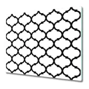 Glass Worktop Saver Kitchen Moroccan art Black and white minimalist 60x52