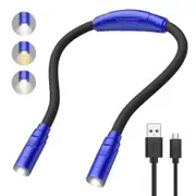 LED Neck Reading Light Flexible USB Rechargeable Hands Free Bed Night Book Lamp