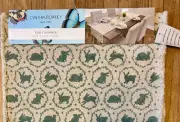 NWT Cynthia Rowley NY Easter Spring Table Runner 16x72" Blue Cream Bunnies