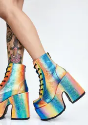 [Demonia] Rainbow Rave Royalty Platform Boots