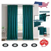 Luxurious Velvet Window Curtains in Peacock Blue - Noise Reducing, 52"W x 120"L