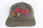 NOS Vtg 90s Budweiser NHL Bud Ice Spell Out Leather Strapback Hat Cap Green USA