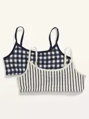 Old Navy Kid Girl 2-Pack Cami Bra Gingham Stripes Blue/Ivory Size Small