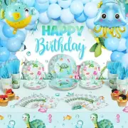 Underwater Theme Party Supplies Disposable Tableware Set With Tablecovers