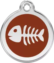 Red Dingo Enamel Fish Bone Tag - Brown - Lifetime Guarantee - Cat, Dog, Pet ID T