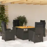 Garden Dining Set with Cushions Outdoor Bistro Set Black Poly Rattan vidaXL