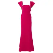 [Carolina Herrera] Draped Neckline Flared Gown